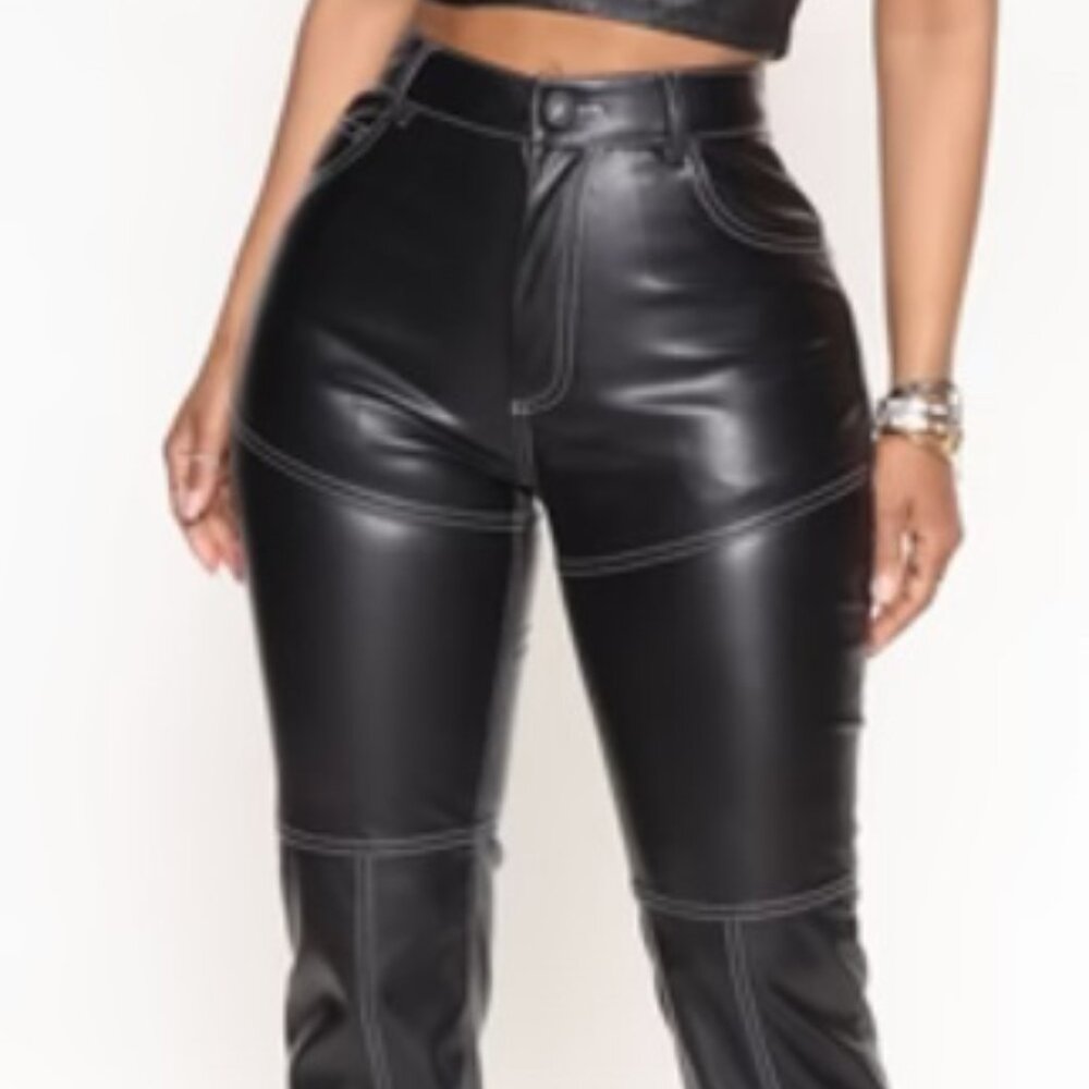 Andrea Faux Leather Pant - Black Size: 1X